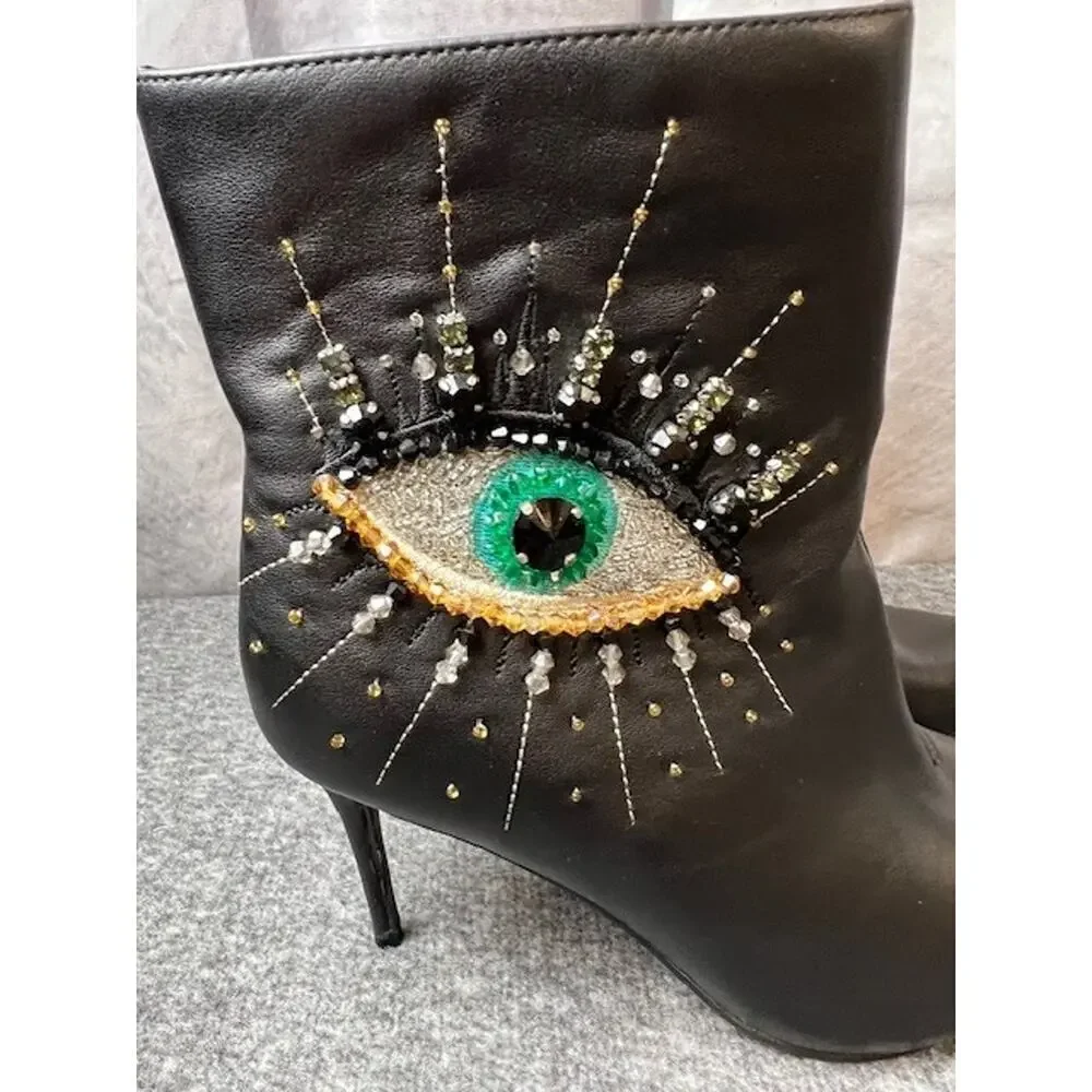 Kurt Geiger Belgravia Embellished Evil Eye Stiletto Bootie size EU 35.5/US 5.5 - Picture 3 of 10